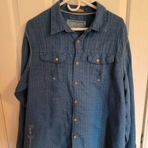 Point Zero Black Label Men’s XL Blue Textured Button-Up Shirt